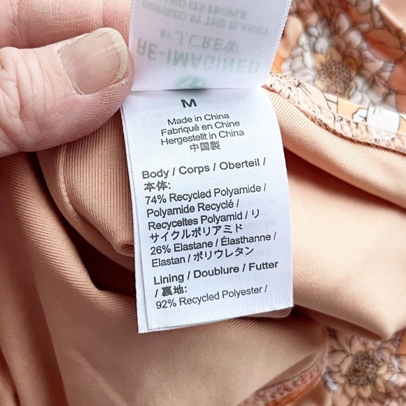 J. Crew Ruched Halter Bikini XL Top M Bottom Zinnia‎ Floral peach orange strappy - Picture 10 of 12